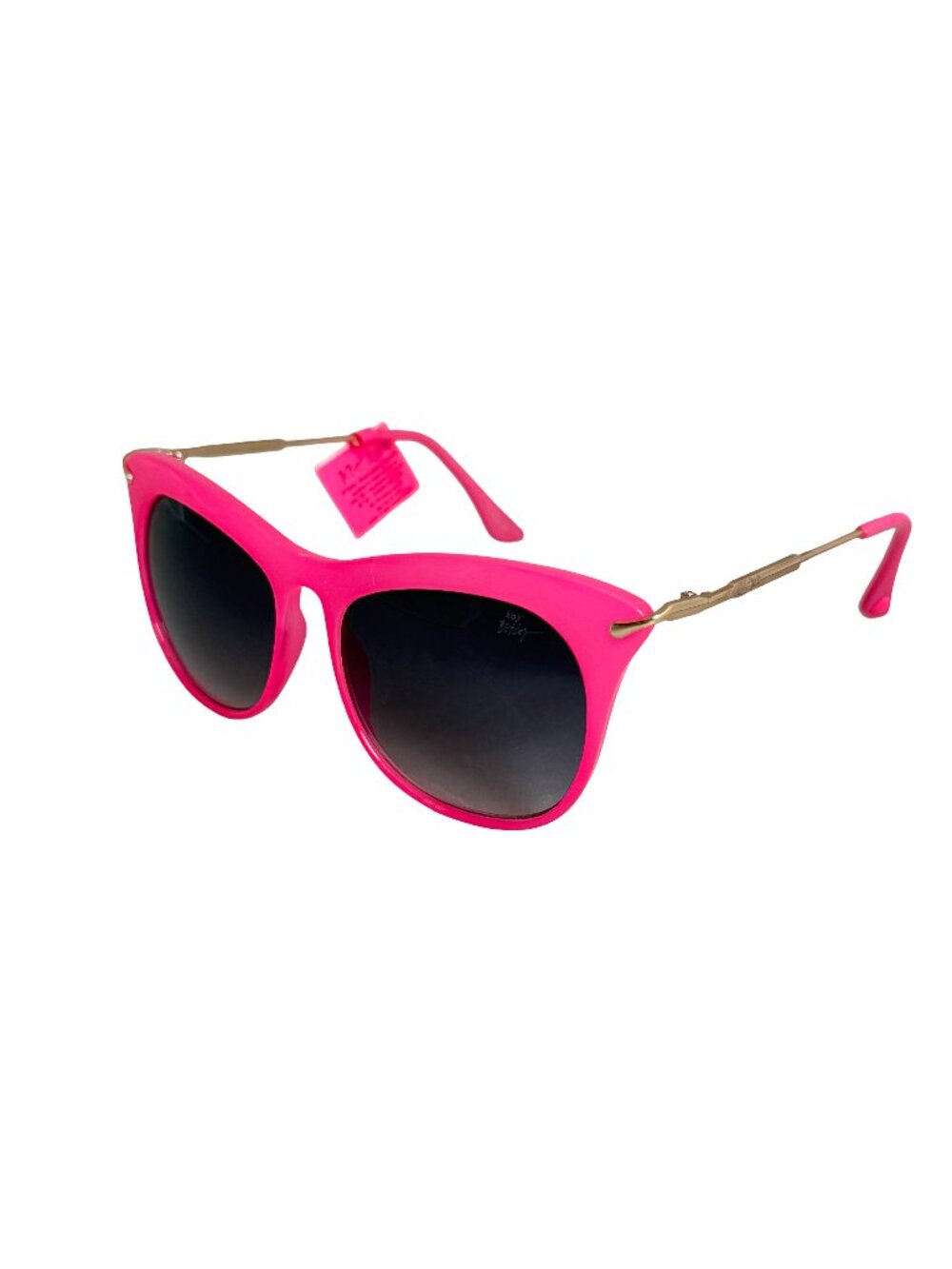 Betsey Johnson Hot Pink Retro Cat Eye Sunglasses Gold Trim UV Shades Women's NWT